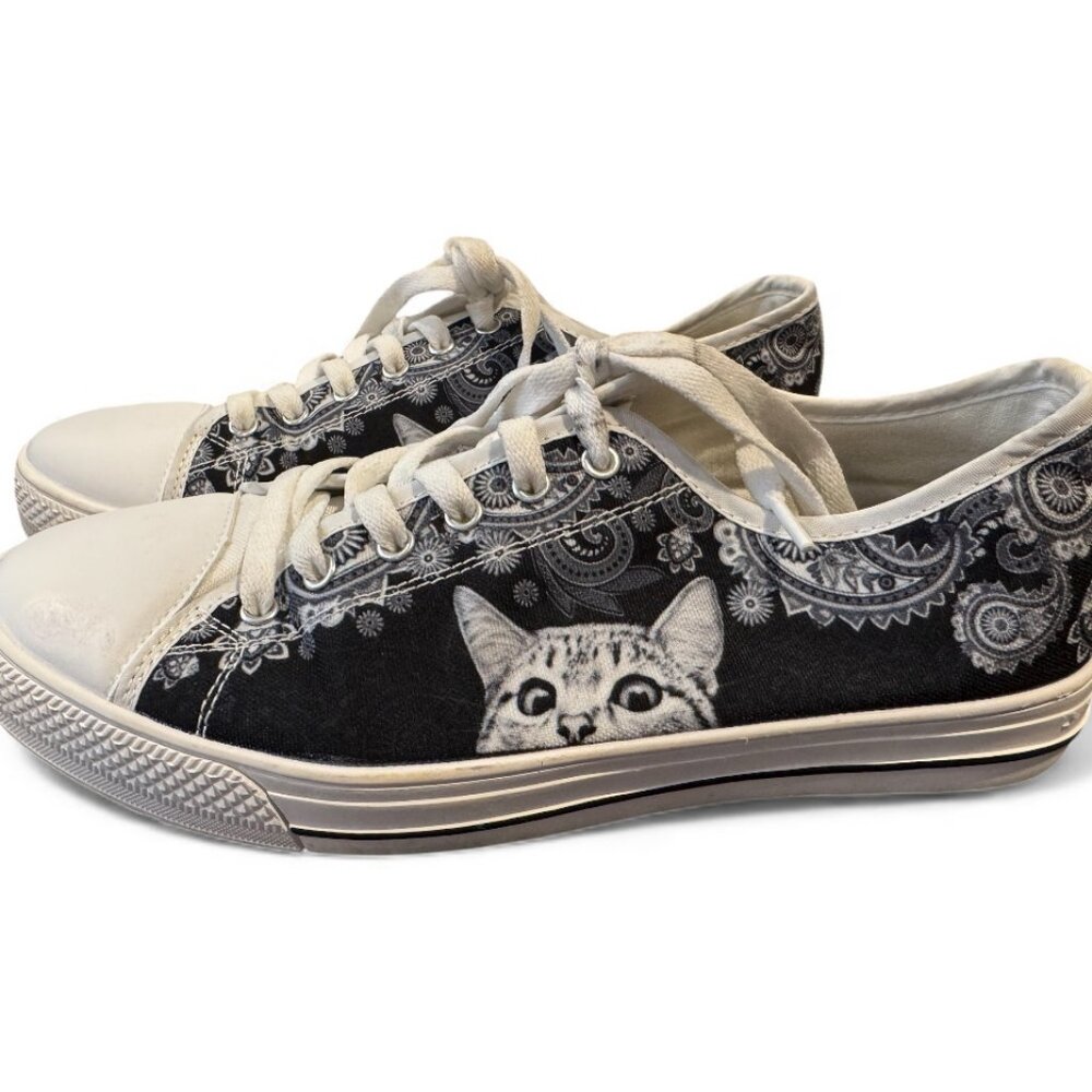 Mandala Cat Lace Up Sneakers Women's EU 42 / US 11 | Men's 8.5 Artistic Print